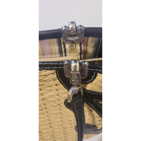 Brighton straw & Leather purse handbag In Excellent Condition - Picture 5 of 8